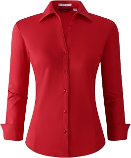 Alex Vando Women's Long Sleeve Dress Shirt Wrinkle Free Stretch Casual Work Blouse Tops