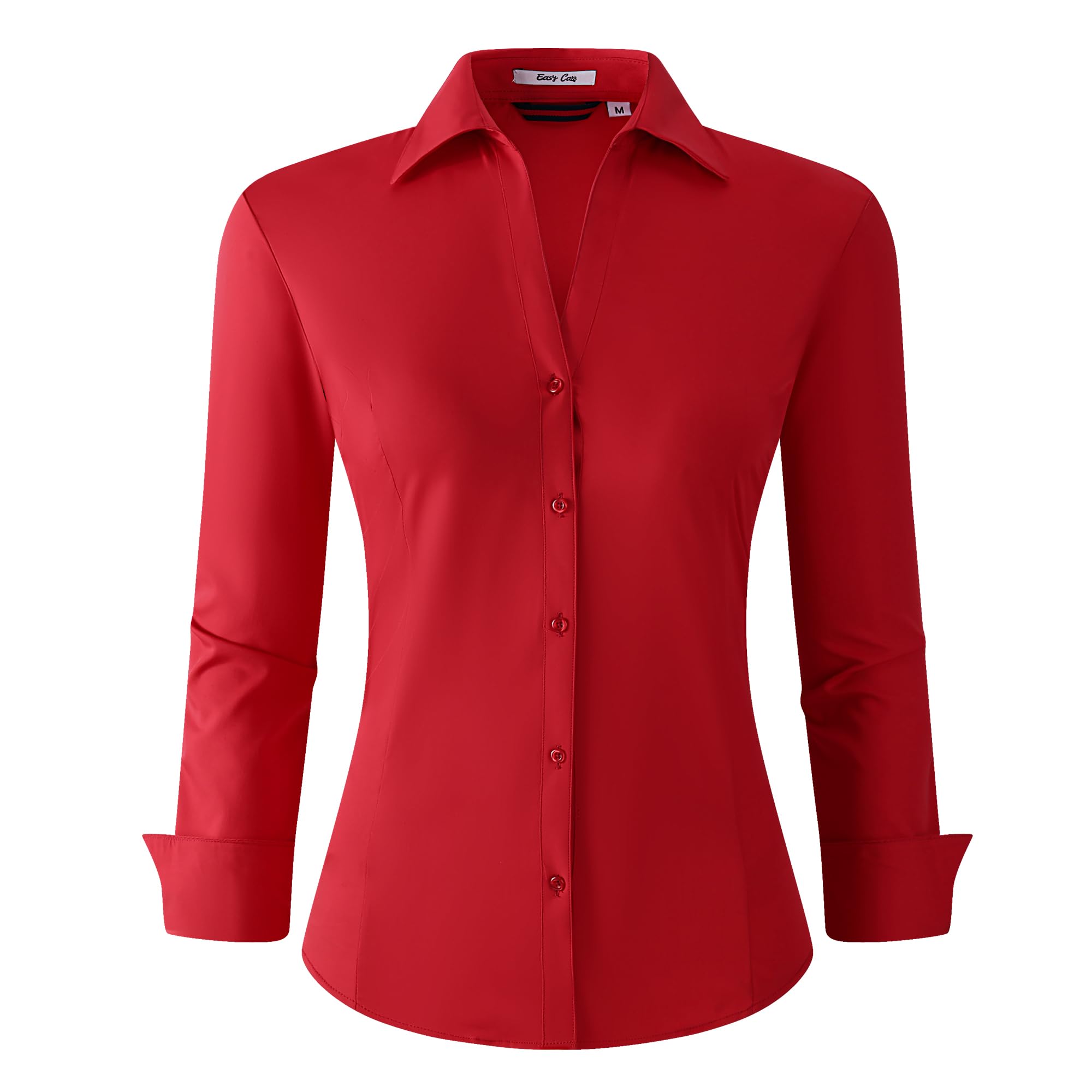 Alex Vando Women's Long Sleeve Dress Shirt Wrinkle Free Stretch Casual Work Blou