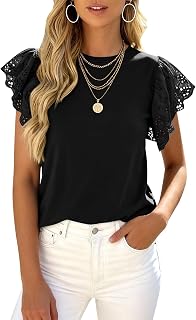 PRETTYGARDEN Women Tops Elegant Casual Cut Out Short Sleeve Summer T Shirts 2026 Round Neck Trendy Work Blouse