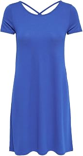 ONLY OnlBera Women's Short Jersey Dresses - Summer Shirt Dress, Short Sleeve, Colour: Dark Blue, Size: