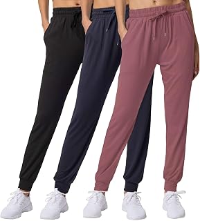 3 Pack Women's Joggers Sweatpants Lounge Pants Yoga Workout Pajama Pockets