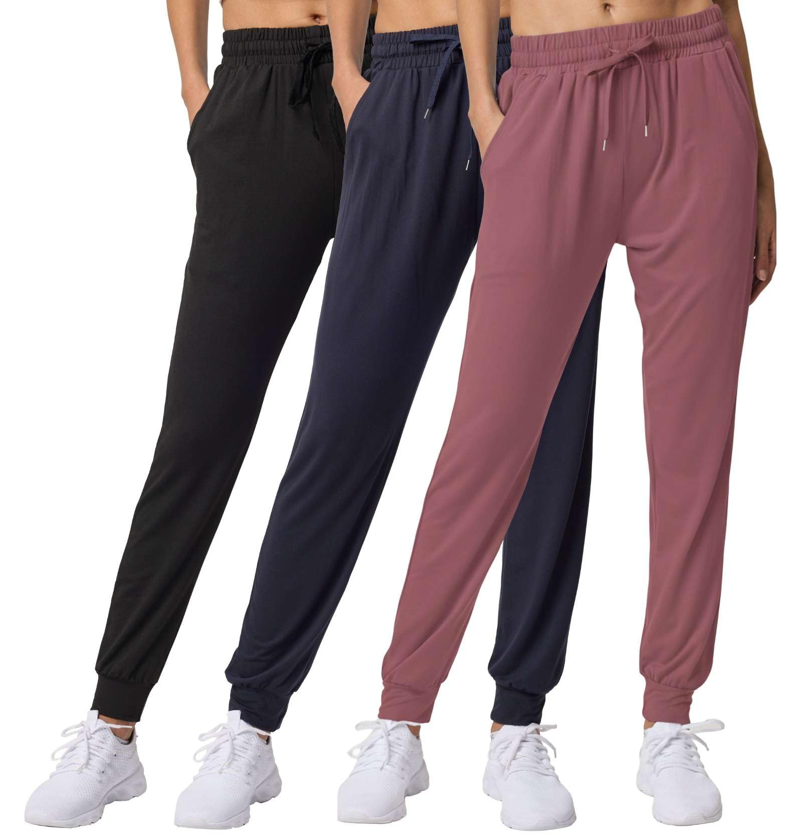 3 Pack Women's Joggers Sweatpants Lounge Pants Yoga Workout Pajama Pockets