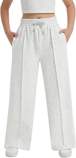 EXARUS Girls Sweatpants Front Seam Wide Leg Sweat Pants Baggy Casual