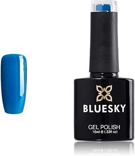 Bluesky Neon Blue Gel Nail Polish, Neon Blue Nail Polish, Glossy Long Lasting, Chip Resistant 10ml (Requires Drying Under UV LED Lamp)