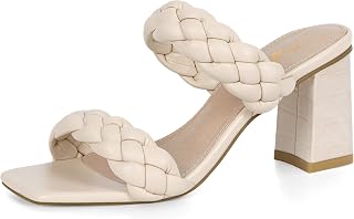Athlefit Womens Summer Square Braided Heel Sandals