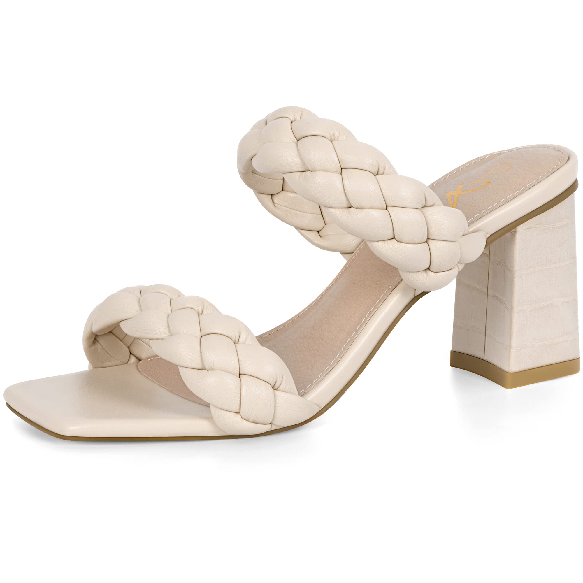 Athlefit Womens Summer Square Braided Heel Sandals