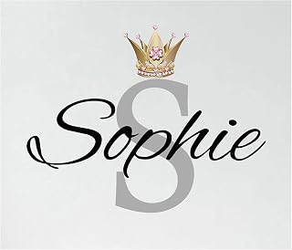 JR Decal Personalised Girl Name Wall Sticker with Initial, Bedroom Decal | 5 sizes, 25 colours, optional shape stickers, for a nursery, playroom or kids room, new baby or birthday gift