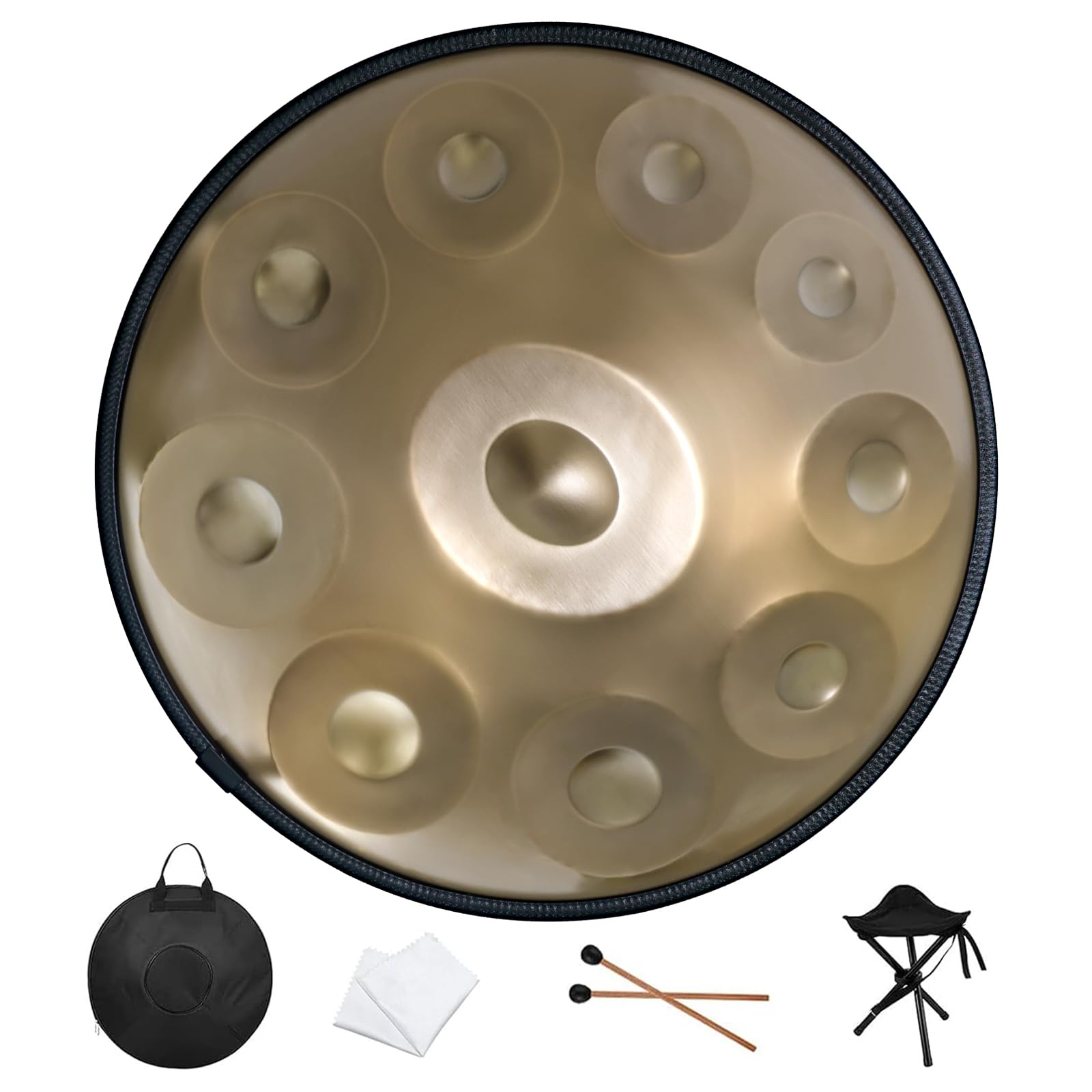 Handpan Drum 22 Inches D Minor Kurd, 432Hz 10 Notes Hand Drum Instrument, Premiu