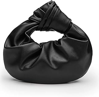 Ruched Clutch Purses For Women Evening Bag PU Leather Trendy Small Hobo Handbag Wedding Guest Bags for Party Shopping
