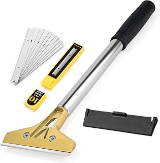 EHDIS Heavy Duty 4-inch Razor Blade Scraper with Long-Handle, Cleaning Glass Wall Scraper, Painting Stripping Tools,Tile Adhesive Removal with 10PCS Replace Blades