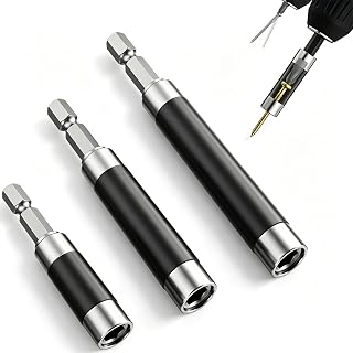 3 Pack Anti-Tilt Screw Bit Holder for Drill (3.15/4.72/5.51 Inch) | Telescopic Design Power Drill Bit Extension, Magnetic Drive Screw Guide 1/4 Inch Hex, Multiple Lengths for Flexible Use