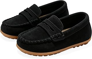 Infant Baby Boys Girls Slip-On Loafers, Soft Rubber Sole PU Leather Toddler Moccasins First Walking Crib Boat Dress Shoes