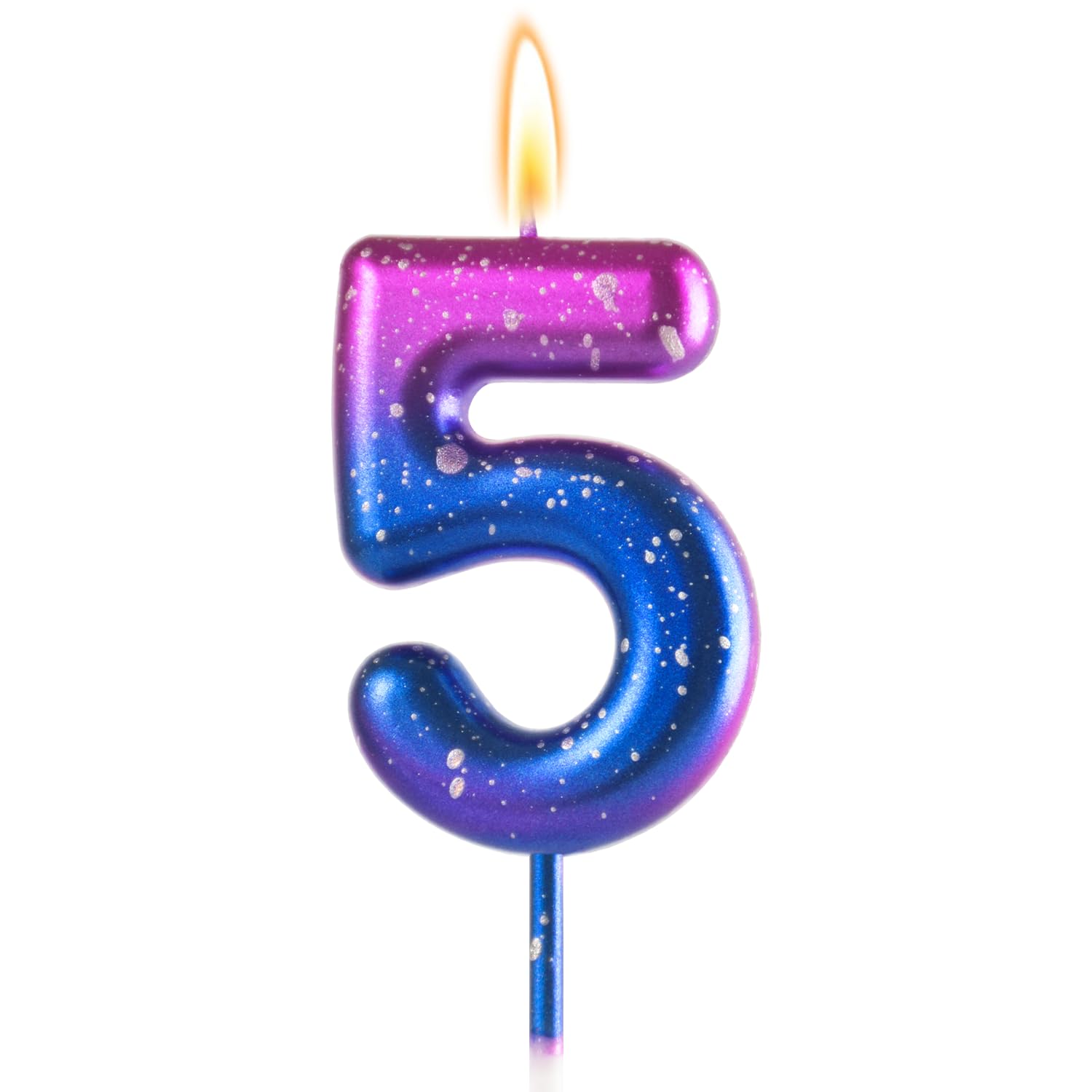 5 Birthday Candle for 5th Pink and Purple Birthday Decorations for Girls, Number