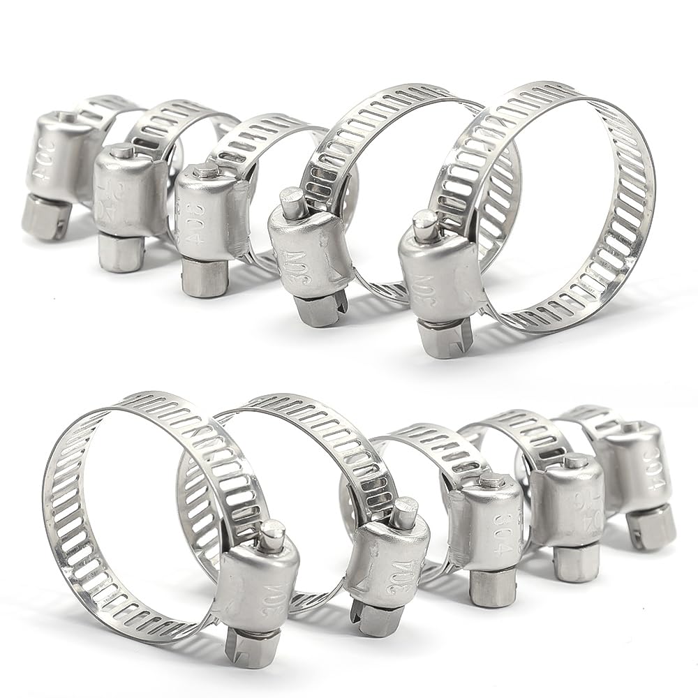 5 Pcs Stainless Steel Adjustable Fuel Hose Clamp Screw Clamps Worm Gear Pliers (