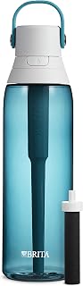 Brita Filtering Water Bottle with Straw BPA-Free Water Bottle for Sports, Travel or Hiking, Easy-Carry Loop, Leak-Proof lid, 26 Oz, Sea Glass