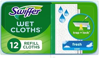 Swiffer Sweeper Wet Mopping Cloth Refills for Floor Mopping and Cleaning, Multi-Surface Floor Cleaner, Fresh Scent, 12 count