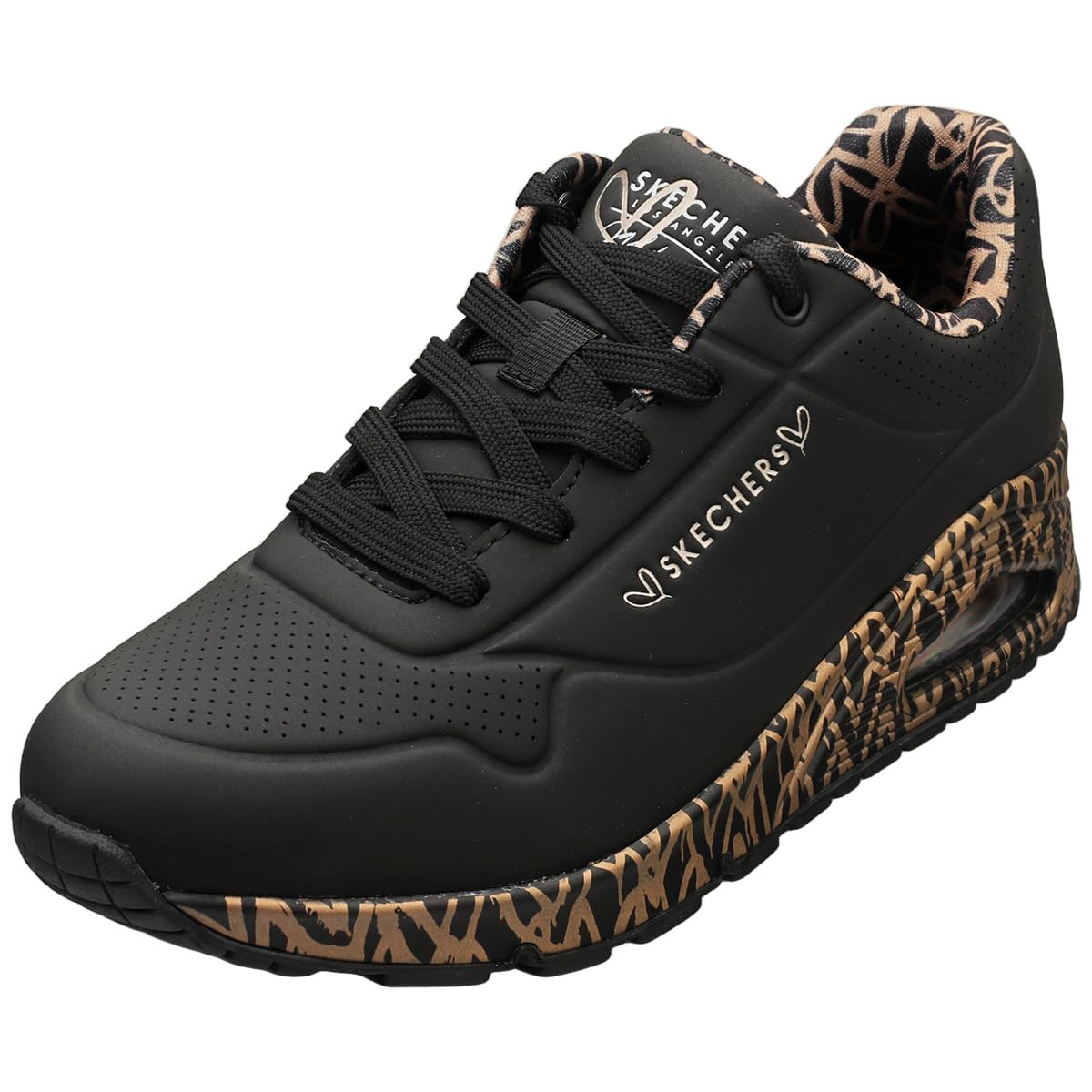 Skechers Los Angeles Uno Loving Love Womens Fashion Trainers in White Rose Gold