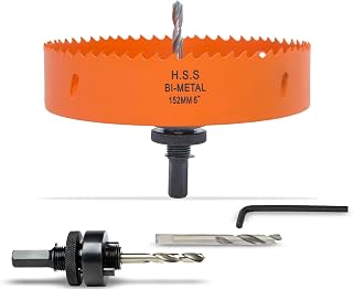 VIKITON 6 inch Hole Saw for Wood, Metal, Plastic & Drywall, with Arbor | 152mm Bi-Metal Hole Saw Cutter, Fast Chip Removal, Smooth Clean Cuts, Heavy-Duty yet Lightweight & Handy