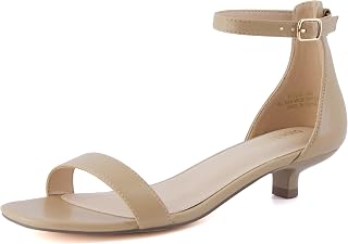 CUSHIONAIRE Solo Womens Kitten Heel Sandal 1 Band Ankle Strap Padded Footbed Faux Suede Upper