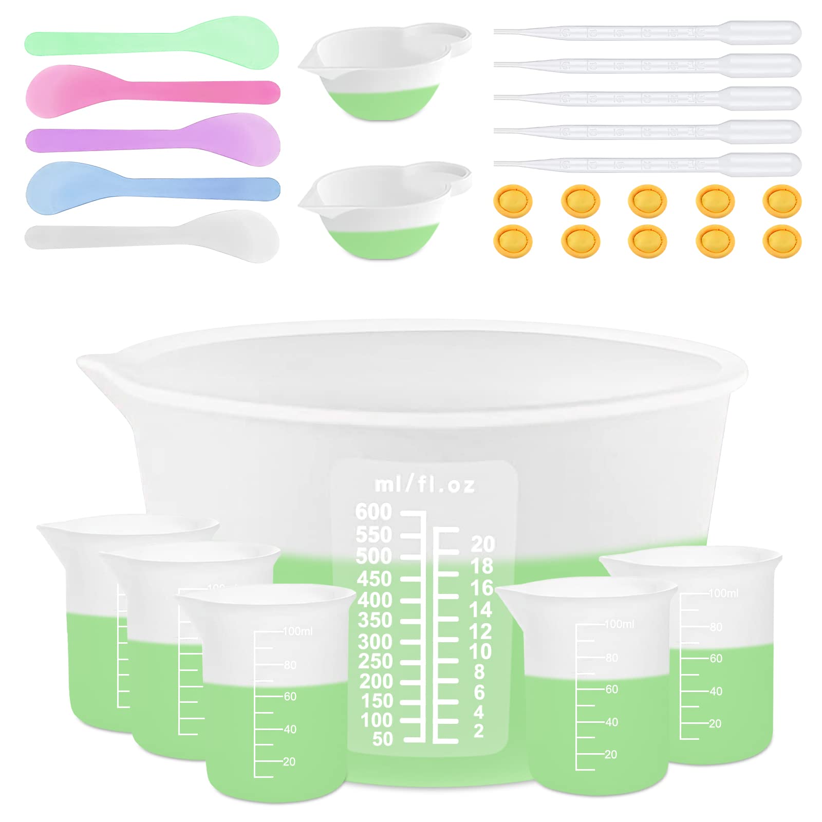 Sjubaopen Silicone Measuring Cups 600ml for Resin, Epoxy, Baking | Easy to Clean