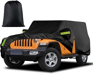 Waterproof Car Cover for Jeep Wrangler 2 Door 1987-2025 JK JL CJ YJ TJ Outdoor Sun Rain Snow Hail Zipper Protector Driver Door