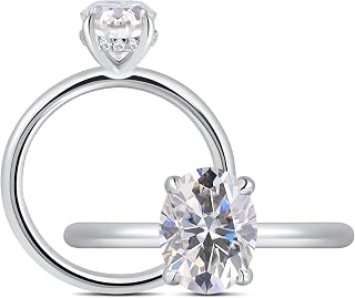 Oval Moissanite Engagement Ring 925 Sterling Silver Solitaire Wedding Band