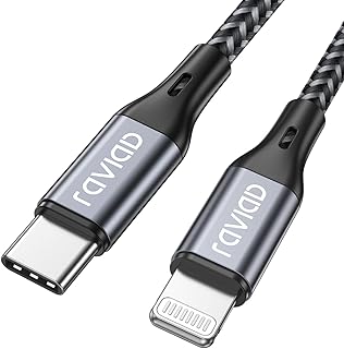 RAVIAD USB C to Lightning Cable 1M [MFi Certified] iPhone Charger USB C | Nylon Braided iPhone Charger Cable USB C PD Fast Charging Lead for iPhone 14 13 12 11 Pro Max Mini X XS XR 8 7Plus