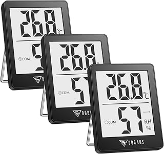 DOQAUS Room Thermometer, Digital Indoor Thermometer Hygrometer, Mini Humidity Meter with High Accuracy, Room Thermometer Temperature Monitor for Nursery Home Office Baby Room, Bedroom, Black, 3 Pack