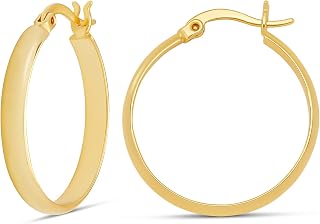 Amazon Essentials 14K Gold or Sterling Silver Plated Polished Dome Hoop