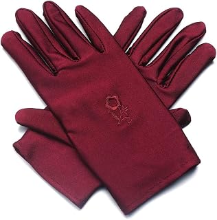 Women's Spandex Gloves Pair - Embroidered Sunscreen Mittens Driving Formal Events Outdoor Activities Elastic Fit