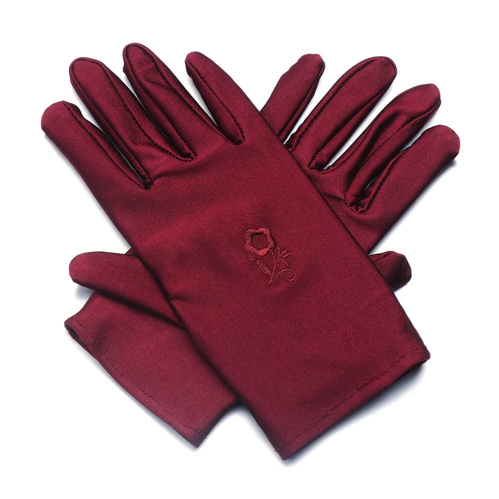 Women's Spandex Gloves Pair - Embroidered Sunscreen Mittens Driving Formal Event