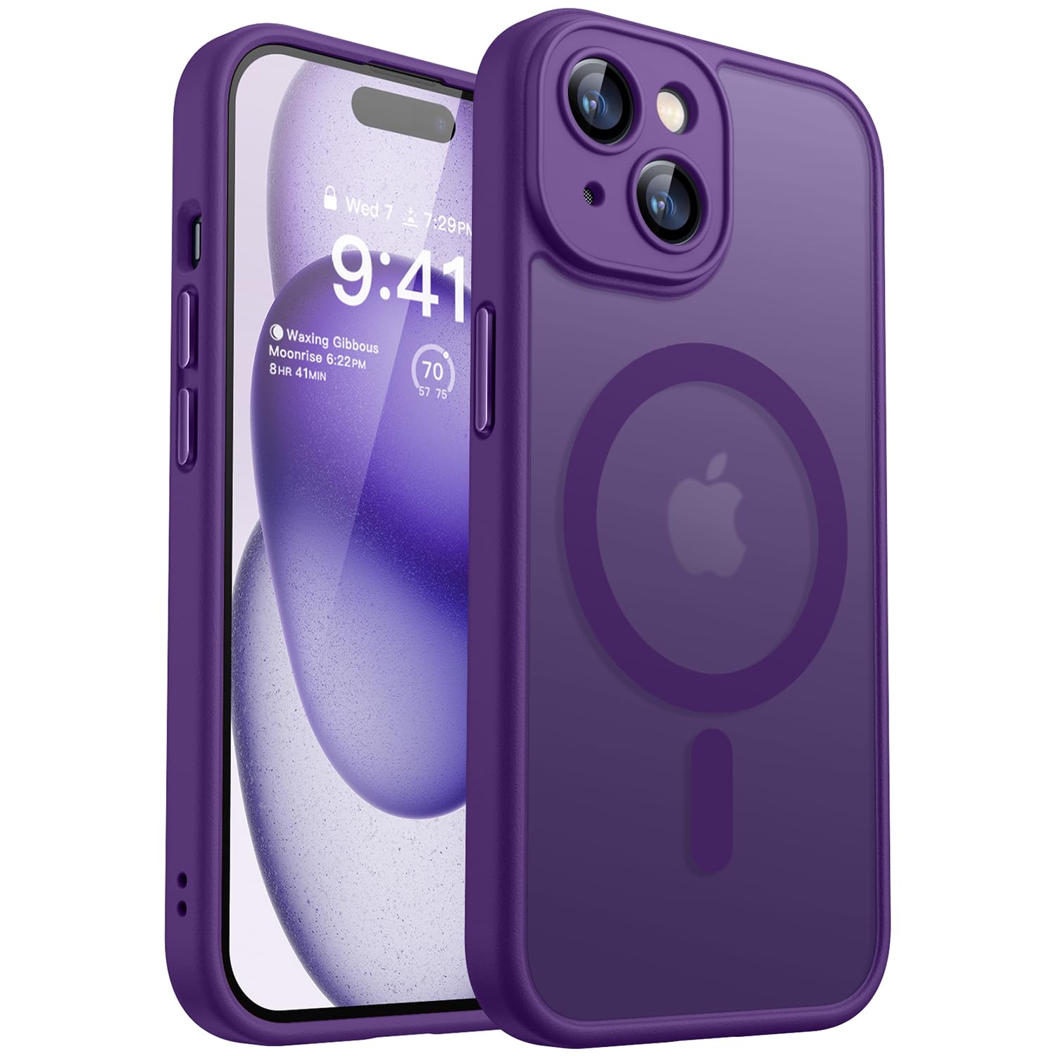 CANSHN Magnetic Shockproof for iPhone 15 Case, Deep Purple