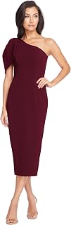Dress the Population Womens Tiffany One Shoulder Bow Detail Midi Sheath DressDress