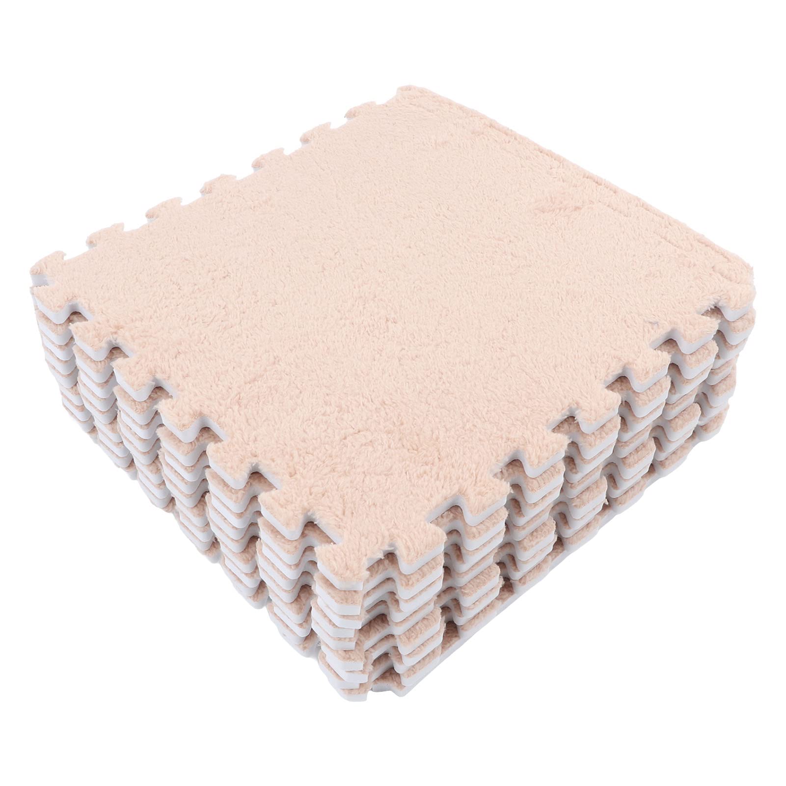 Saluaqui Puzzle Play Mat Plush Foam Floor Mat 10pcs Set Soft Thick Interlocking 