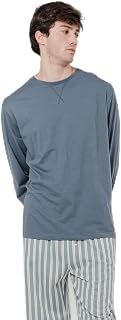 TRAMAS+ + Men's Long Cotton Two-Piece Set Long Sleeve Shirt Long Pyjama Bottoms Pyjamas Men's Set Sleepwear