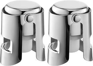 BETTFOR Champagne Stoppers with Stainless Steel Champagne Saver with Food Grade Silicone Leak proof Keep Fresh Suitable for Champagne, Cava, Prosecco and Sparkling (Silver, 2 Pack)