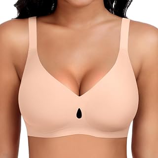 Ganado Wireless Bras for Women Cut Out Seamless Push Up Comfortable Bras No Underwire T Shirt Bra Padded Supportive Bralette