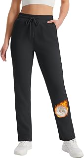 MAGCOMSEN Women's Sherpa Lined Sweatpants Winter Warm Fleece Pants Water Resistant Heavy Insulated Thermal Pants Outdoor