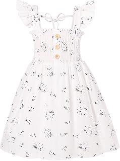 JEELLIGULAR Toddler Dress Ruffle Sleeveless Button Down Dress for Toddler Girl Dress Summer Beach Casual A-line Sundress