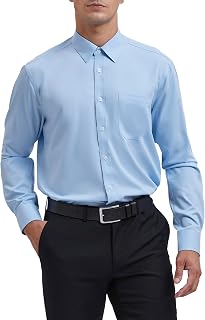 HISDERN mens dress shirts long sleeve button down casual mens contrast inside formal business tuxedo wedding