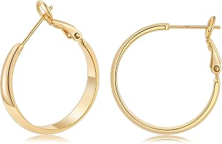 Gacimy 14K Gold Plated Hoop Earrings for Women, 5mm Wide Hoops