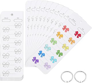 OLYCRAFT 60 Sheets Color Swatch Chart for 720 Colors Bowknot Watercolor Swatch Paper Loose Leaf Color Chart Template Swatches Paper Card with 2Pc Ring for Colorist Artist Hobbyist Acrylic Marker