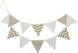G2PLUS 3.3M Banner Bunting Triangle Flag Garland Flags Pennant Banner for Outdoor Parties Birthday (Gold)