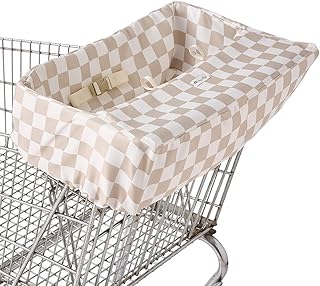 Itzy Ritzy Shopping Cart &amp; High Chair Cover, Baby Seat Cover (Checkerboard) | Fits Most Shopping Carts &amp; Baby High Chairs with Adjustable Seat Belt, Toy Loops, Storage Pouch and Machine Washable Design