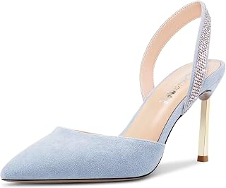 Castamere Women's High Heel Pointed Toe Pumps Slingback Slip-on Diamond Crystal 8.5 CM Heels