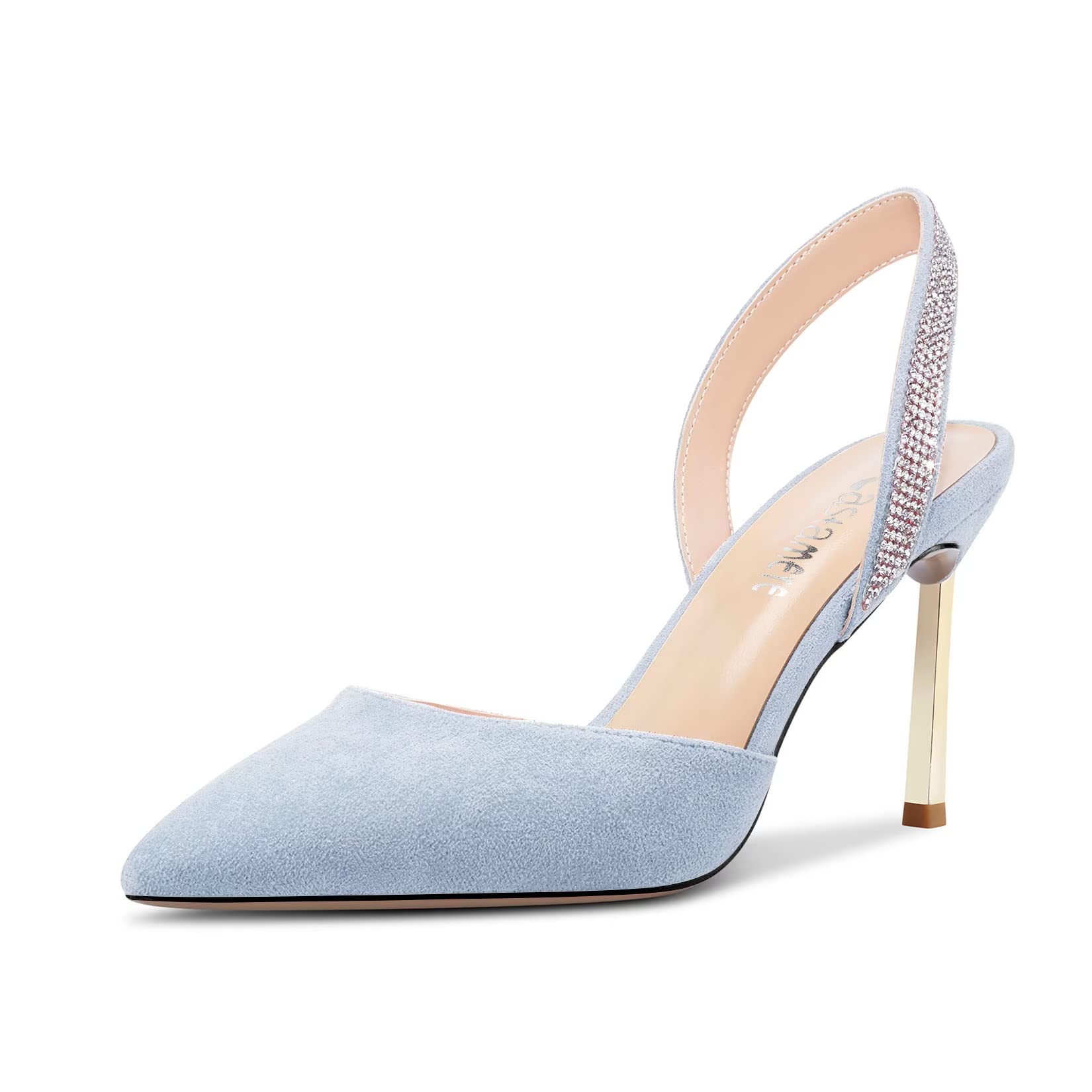 Castamere Women's High Heel Pointed Toe Pumps Slingback Slip-on Diamond Crystal 