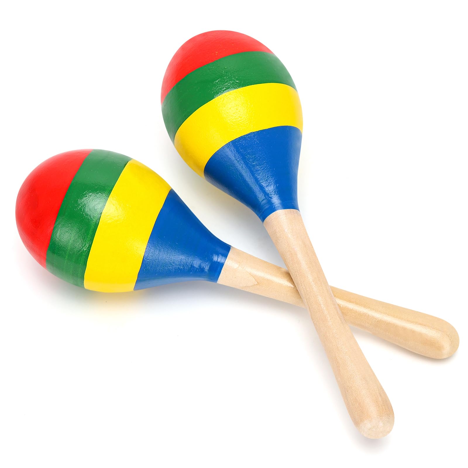 2 Pcs Maracas, 7.9 Inch Hand Percussion Rattles, Wooden Rumba Shaker Hand Musica