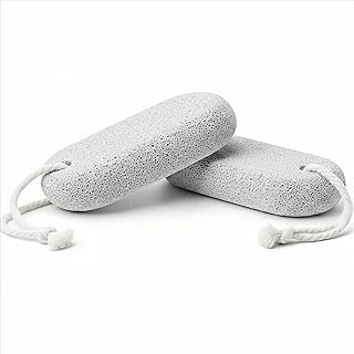 WVD 2 Pcs Natural Pumice Stone for Feet, White Lava Pedicure Tools, Hard Skin Callus Remover, Foot Exfoliation File Scrubber, Heel Scraper for Men Women, Dead Skin Cleaning with Hanging Rope