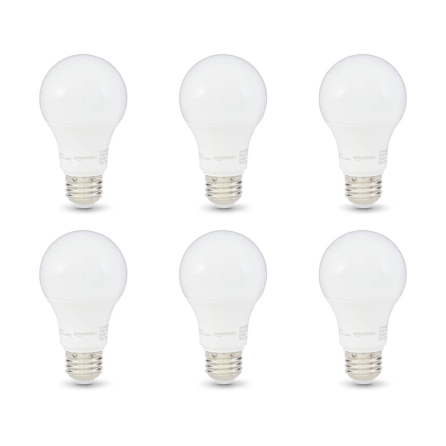 Amazon Basics A19 LED Light Bulbs, 60 Watt Equivalent, Energy Efficient 9W, E26 