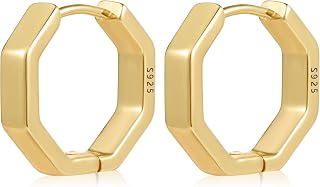 Gold Silver Hoop Earrings Women U-Shape Rhombus Wave Octagonal Hoop Earring
